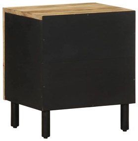 2 db fekete tömör mangófa éjjeliszekrények 40 x 33,5 x 46 cm