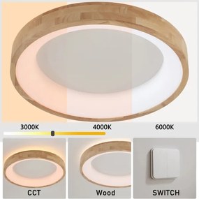 Brilagi-LED FALCON WOOD mennyezeti lámpatest LED/40W/230V 3000/4000/6000K 60 cm fa kivitel