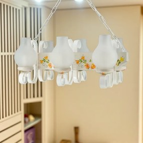 Brilagi - QUEEN láncos csillár 6xE14/40W/230V bükk/krém