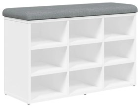 fehér szerelt fa cipőtároló pad 82 x 32 x 50 cm
