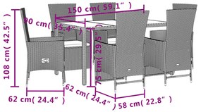 7 részes bézs polyrattan kerti étkezőgarnitúra párnákkal