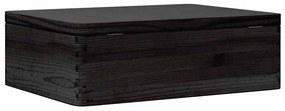 Fa doboz tetővel Fekete 40x30x13 cm tömör fa fenyő