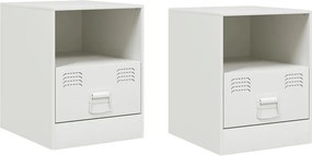 vidaXL 2 db fehér acél éjjeliszekrény 34,5 x 39 x 44 cm