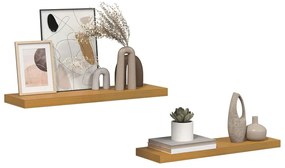 vidaXL Falpolc Falra szerelhető 2 pcs Bézs 90 x 23,5 x 4 cm Faanyag