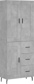 vidaXL betonszürke szerelt fa magasszekrény 69,5 x 34 x 180 cm
