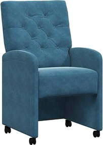 vidaXL Kerekes Étkező Székek 2 pcs Kék 58 x 67 x 97 cm Bársony