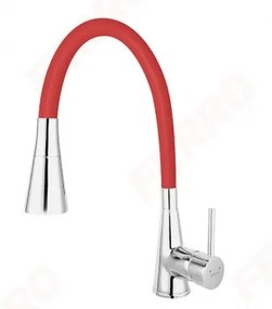 Ferro ZUMBA II mosogató csaptelep, flexibilis csővel, piros
