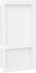 vidaXL magasfényű fehér zuhanyfal-mélyedés 2 rekesszel 41 x 69 x 9 cm
