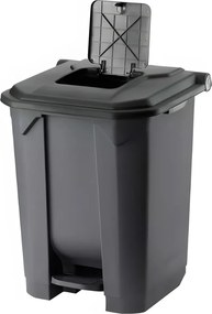 Planet Szelektív hulladékgyűjtő konténer, műanyag, pedálos, antracit, fekete, 50L