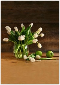 Poszterek 70x100 Fehér tulipánok vázában