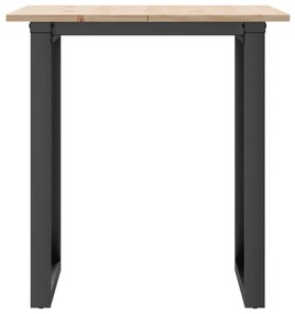 Tömör fenyőfa és acél étkezőasztal O-vázzal 70x70x75 cm