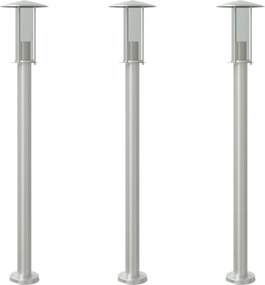 vidaXL 3 db ezüstszínű rozsdamentes acél kültéri állólámpa 100 cm