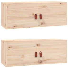 2 db tömör fenyőfa faliszekrény 80 x 30 x 30 cm