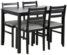 EMILY fekete étkezőasztal szett 4 székkel