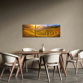 Kép - Rizs teraszok Vietnamban (órával) (90x30 cm)