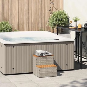 Pezsgőfürdő lépcső 50x50x50,5cm polyrattan és akácfa
