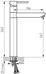 F-Design Flusso, magas mosdócsaptelep, fényes króm, FD1-FLS-2L-11