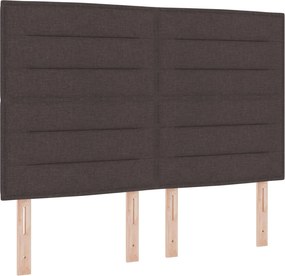 vidaXL LED ágytámla LED -es lámpákkal Sötét Barna 144 cm Poliészter