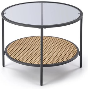 Dakota dohányzóasztal, rattan / fekete
