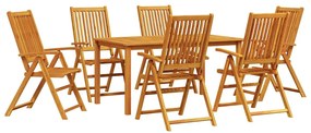 vidaXL Kert étkező szett 7 pcs Barna Tömör Akácfa