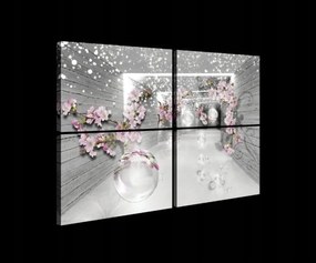 Vászonkép 120x80 moduláris diptichon polisztirol cseresznyevirág rózsaszín tavaszi virágok