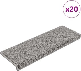vidaXL 20 db szürke lépcsőszőnyeg, téglalap alakú széllel, 65 x 21 x 4 cm