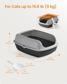 XL magas peremű macskaalmotartó tálca kiscicák és nagy macskák számára