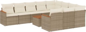 vidaXL 11 részes bézs polyrattan kerti ülőgarnitúra párnákkal
