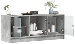 betonszürke TV-szekrény üvegajtókkal 102 x 37 x 42 cm