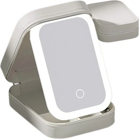 Utazó kozmetikai rendszerező beépített LED tükörrel és USB töltővel VERK - zöld