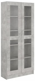 betonszürke szerelt fa vitrinszekrény 82,5 x 30,5 x 185,5 cm