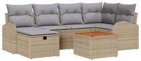 vidaXL Kerti Kanapé Szett párnával tárolóval 7 pcs Bézs Poli rattan