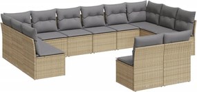 vidaXL 12 részes bézs polyrattan kerti ülőgarnitúra párnákkal