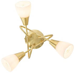 Klasszikus mennyezeti lámpa arany opál üveggel 3-lámpás - Inez