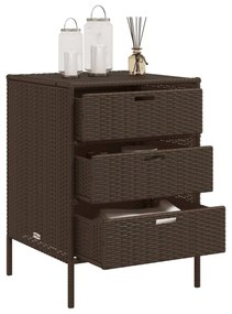 barna polyrattan kerti tárolószekrény 55 x 59 x 80 cm