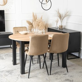 Étkezőgarnitúra 4 db. Bézs Peru székkel. Bővíthető asztal HARRY 102-142 cm