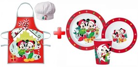 Disney Minnie and Mickey Karácsonyi kötény és műanyag étkészlet szett