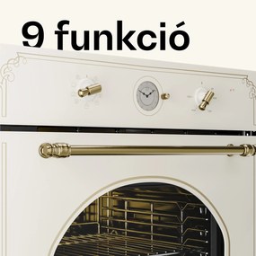 Klarstein Victoria, beépített sütő, retró dizájn, 9 funkció, 50 – 250 °C, elefántcsont