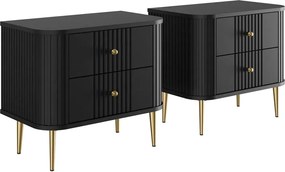 Vesper éjjeliszekrény készlet 56 cm - fekete / arany lábak