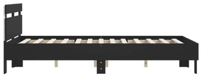 fekete ágykeret fejtámlával és LED-del 135 x 190 cm