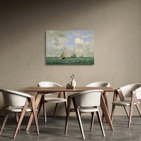 Üveg kép - Eugène Boudin, Ships and Sailing Boats Leaving Le Havre, reprodukciók (70x50 cm)