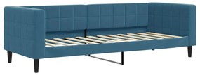 kék kihúzható bársony heverő fiókokkal 80 x 200 cm