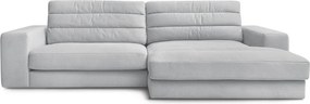 Világosszürke bársony sarokkanapé (jobb oldali-heverő résszel) Sierra – Bobochic Paris