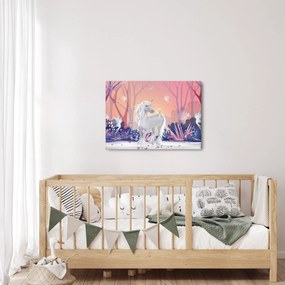 Kép - egyszarvú alatt egy varázslatos erdőben (70x50 cm)