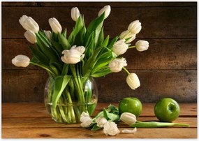 Poszterek 100x70 Fehér tulipánok Deszka