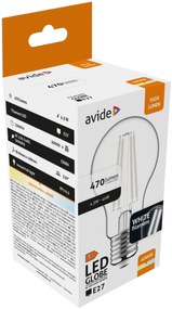 Avide LED White Filament Globe 4.5W E27 NW 4000K