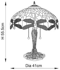 Endon 64085 - Tiffany DRAGONFLY asztali lámpa 2xE27/60W/230V Ø 41 cm