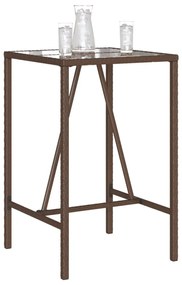 barna polyrattan kültéri bárasztal 70 x 70 x 110 cm