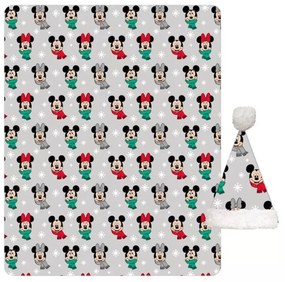 Disney Mickey, Minnie Noel karácsonyi coral fleece takaró és sapka szett