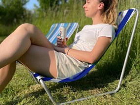 Összecsukható strandnyugágy SAND, kék csíkokkal